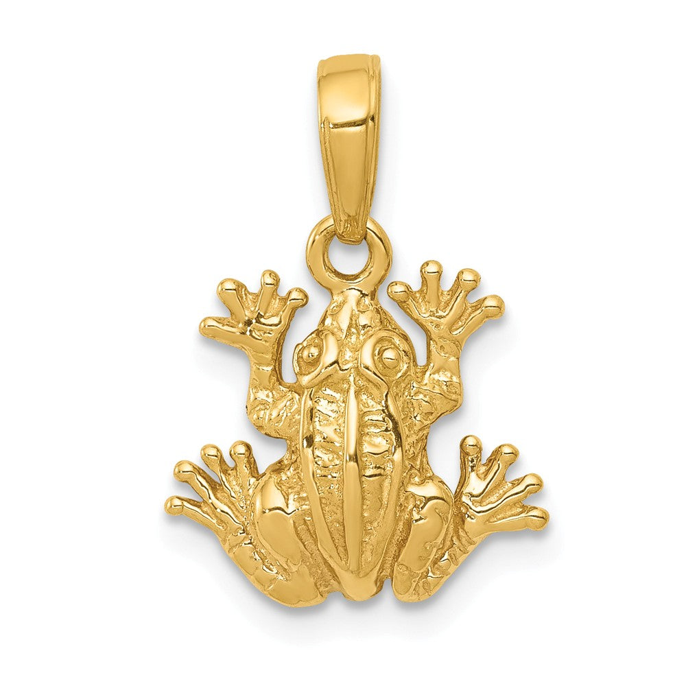 14k Yellow Gold 2D Frog Pendant, 13mm, Item P11849 by The Black Bow Jewelry Co.