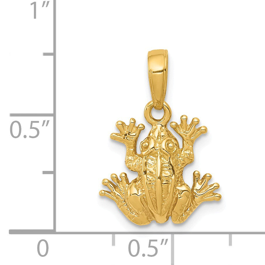 Alternate view of the 14k Yellow Gold 2D Frog Pendant, 13mm by The Black Bow Jewelry Co.