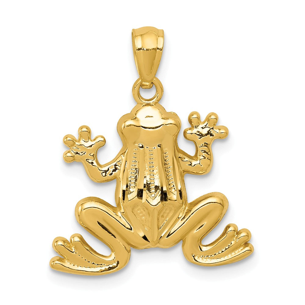 14k Yellow Gold Polished Frog Pendant, 18mm, Item P11850 by The Black Bow Jewelry Co.