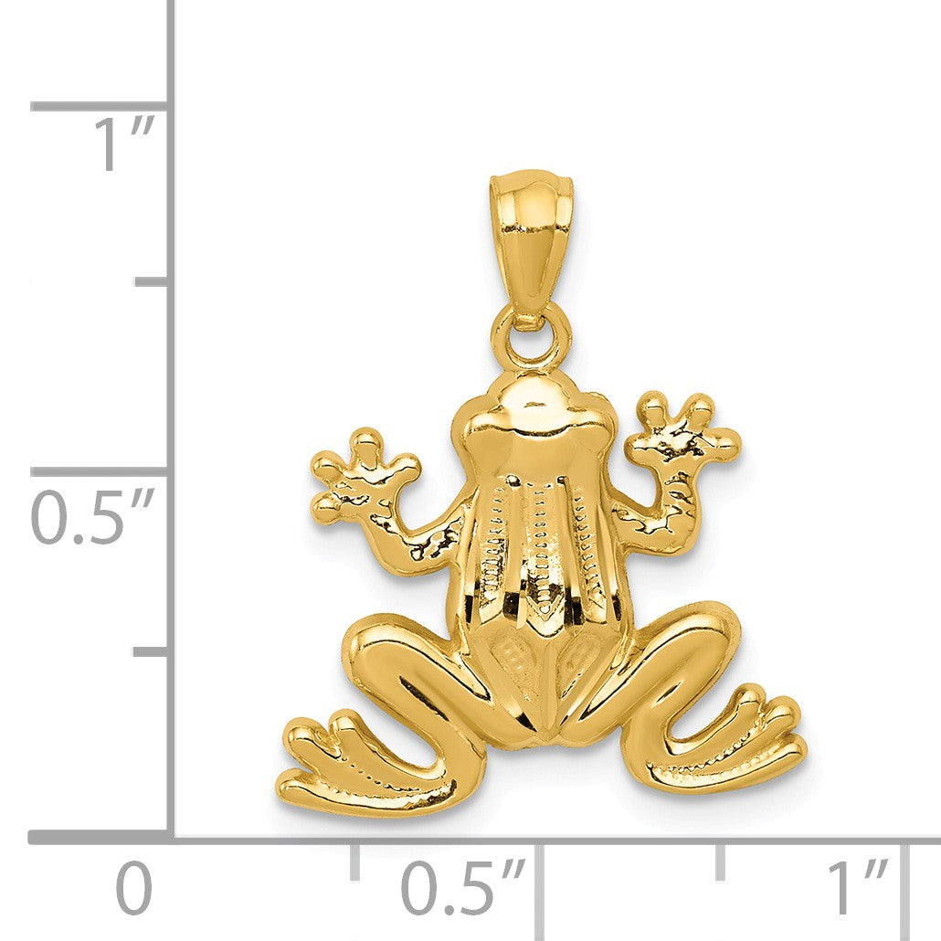 Alternate view of the 14k Yellow Gold Polished Frog Pendant, 18mm by The Black Bow Jewelry Co.