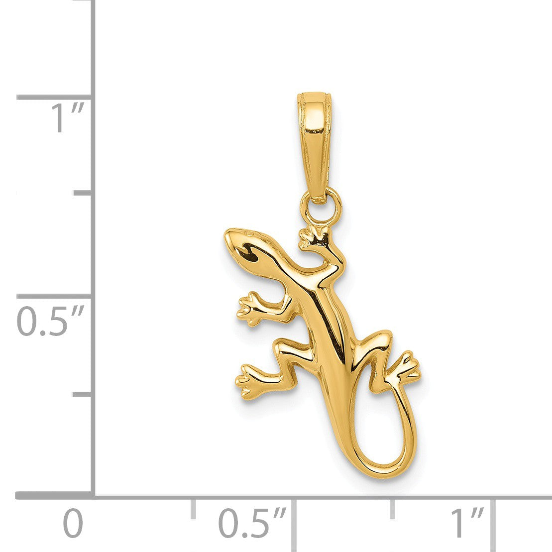 Alternate view of the 14k Yellow Gold Small 2D Polished Lizard Gecko Pendant by The Black Bow Jewelry Co.