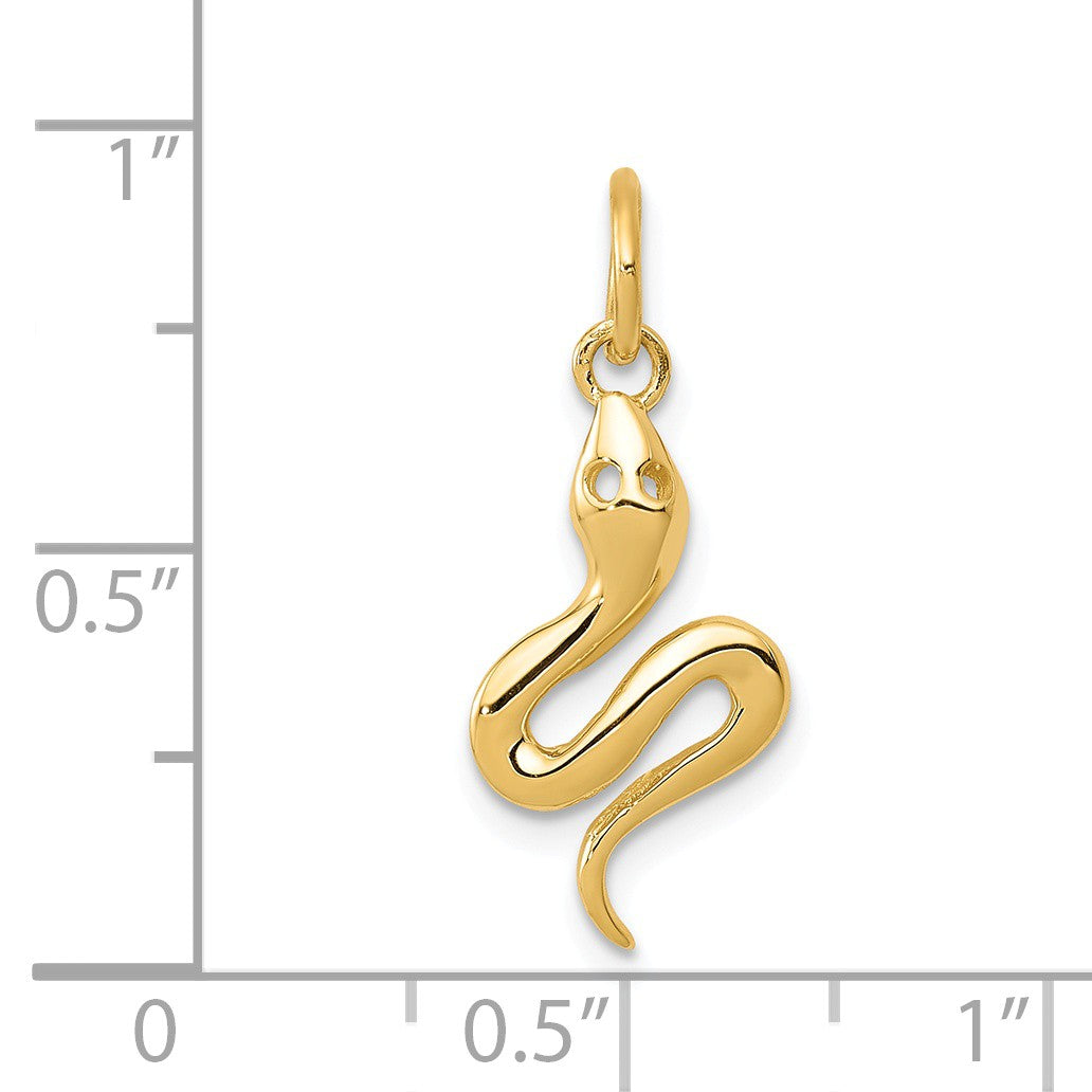 Alternate view of the 14k Yellow Gold Polished 3D Snake Charm by The Black Bow Jewelry Co.