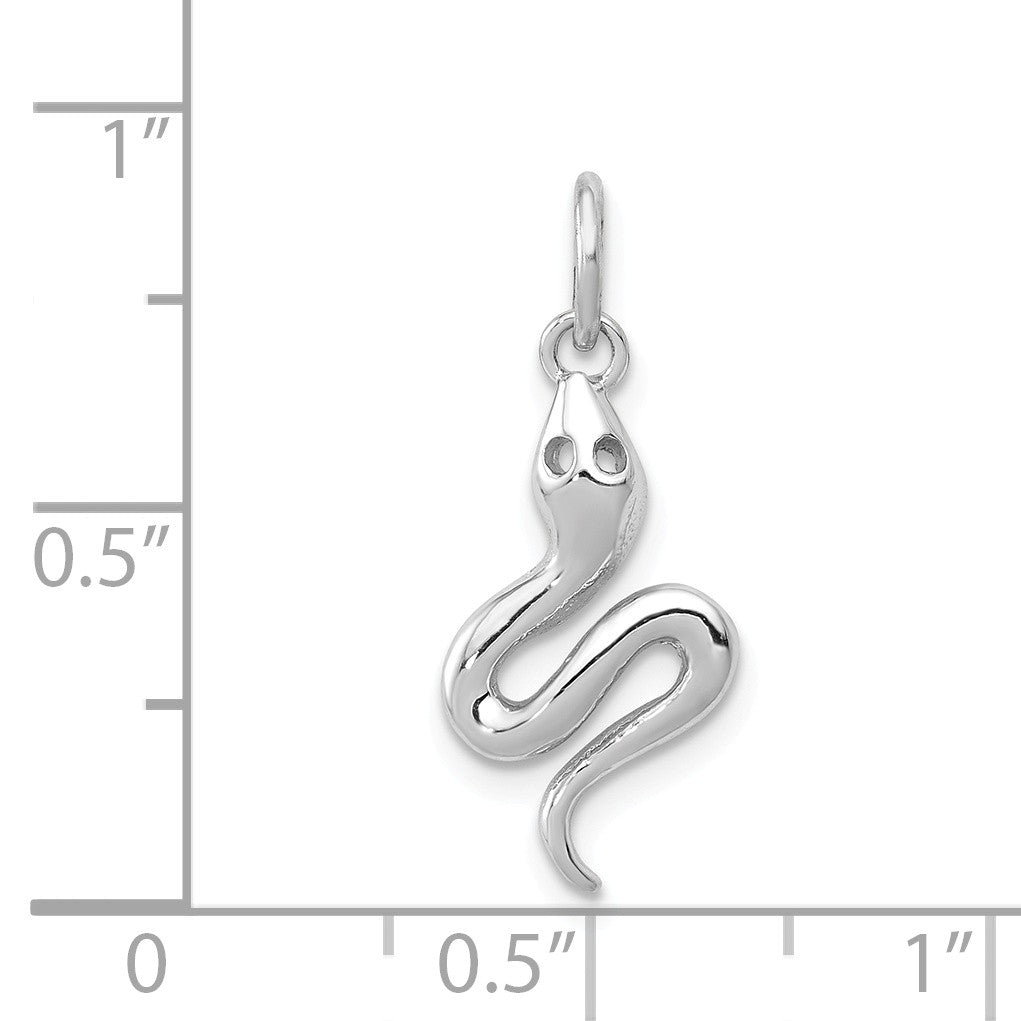 Alternate view of the 14k White Gold Polished 3D Snake Charm by The Black Bow Jewelry Co.