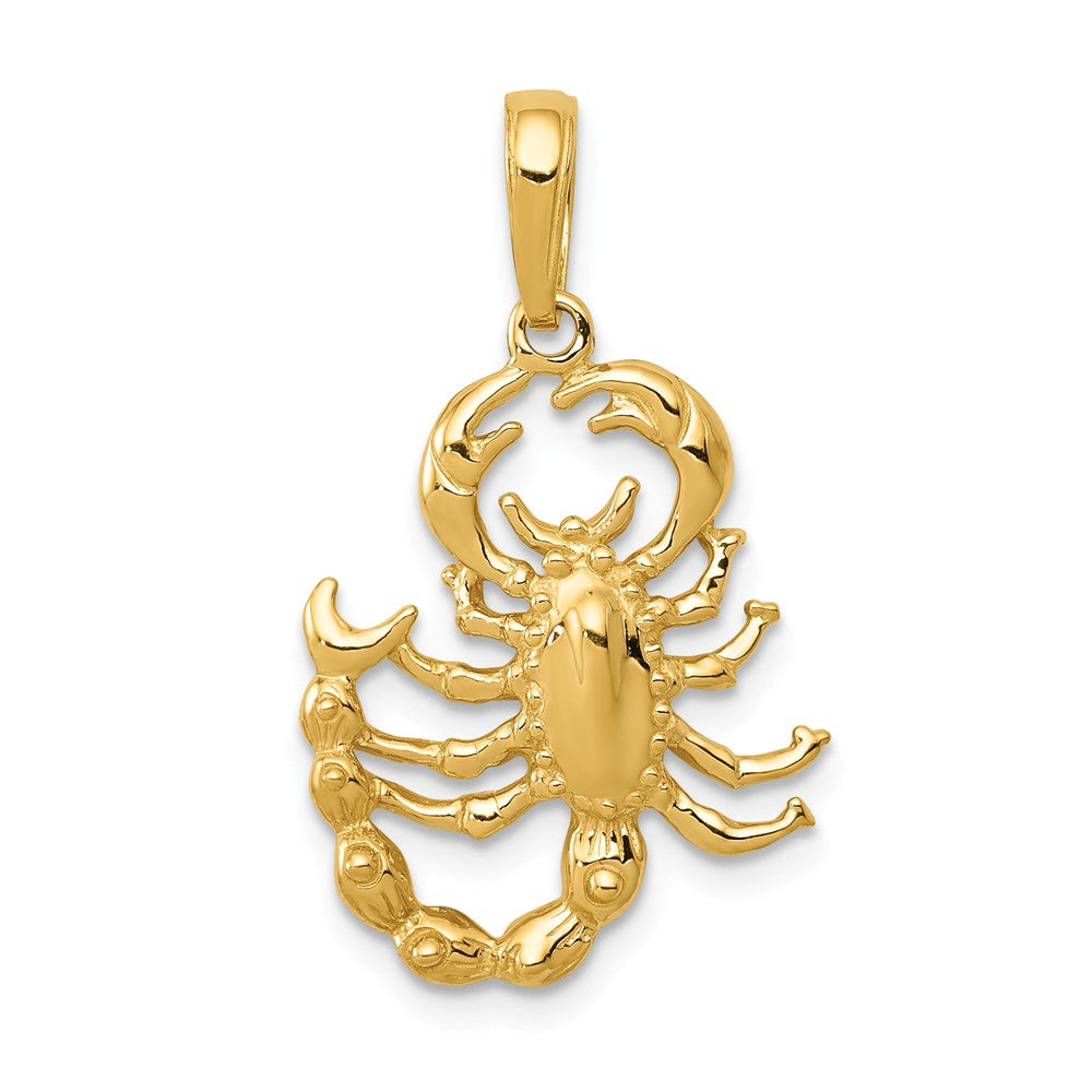 14k Yellow Gold Polished Scorpion Pendant, Item P11861 by The Black Bow Jewelry Co.