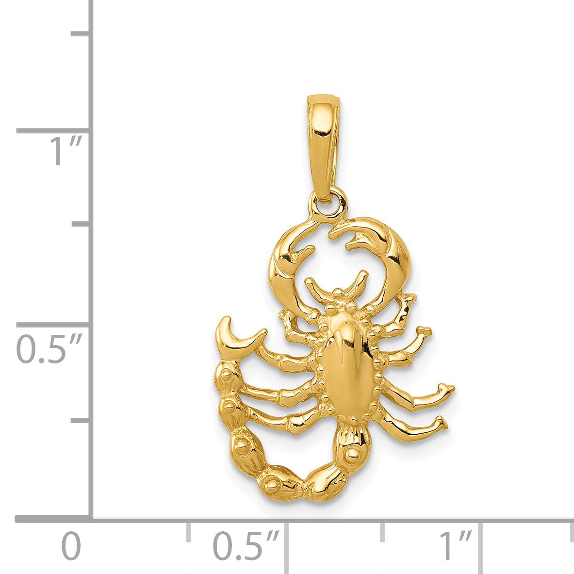Alternate view of the 14k Yellow Gold Polished Scorpion Pendant by The Black Bow Jewelry Co.