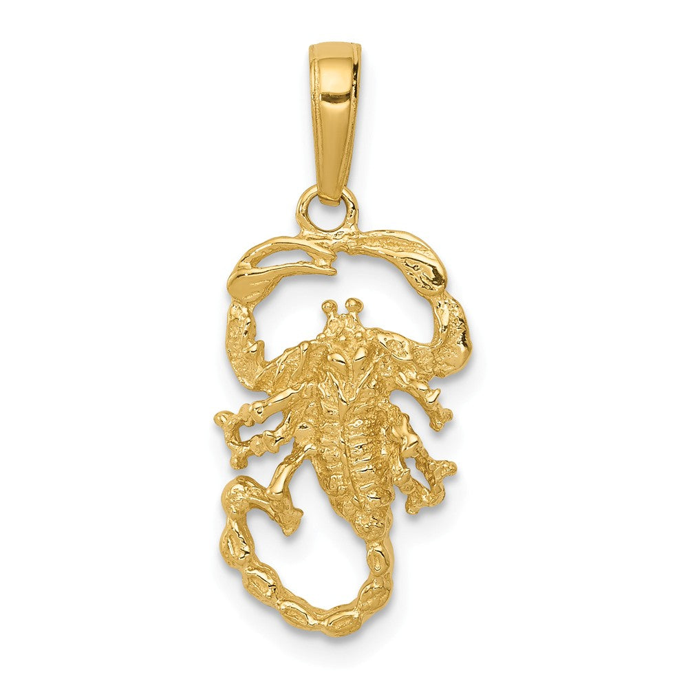 14k Yellow Gold Small Polished Scorpion Pendant, Item P11862 by The Black Bow Jewelry Co.