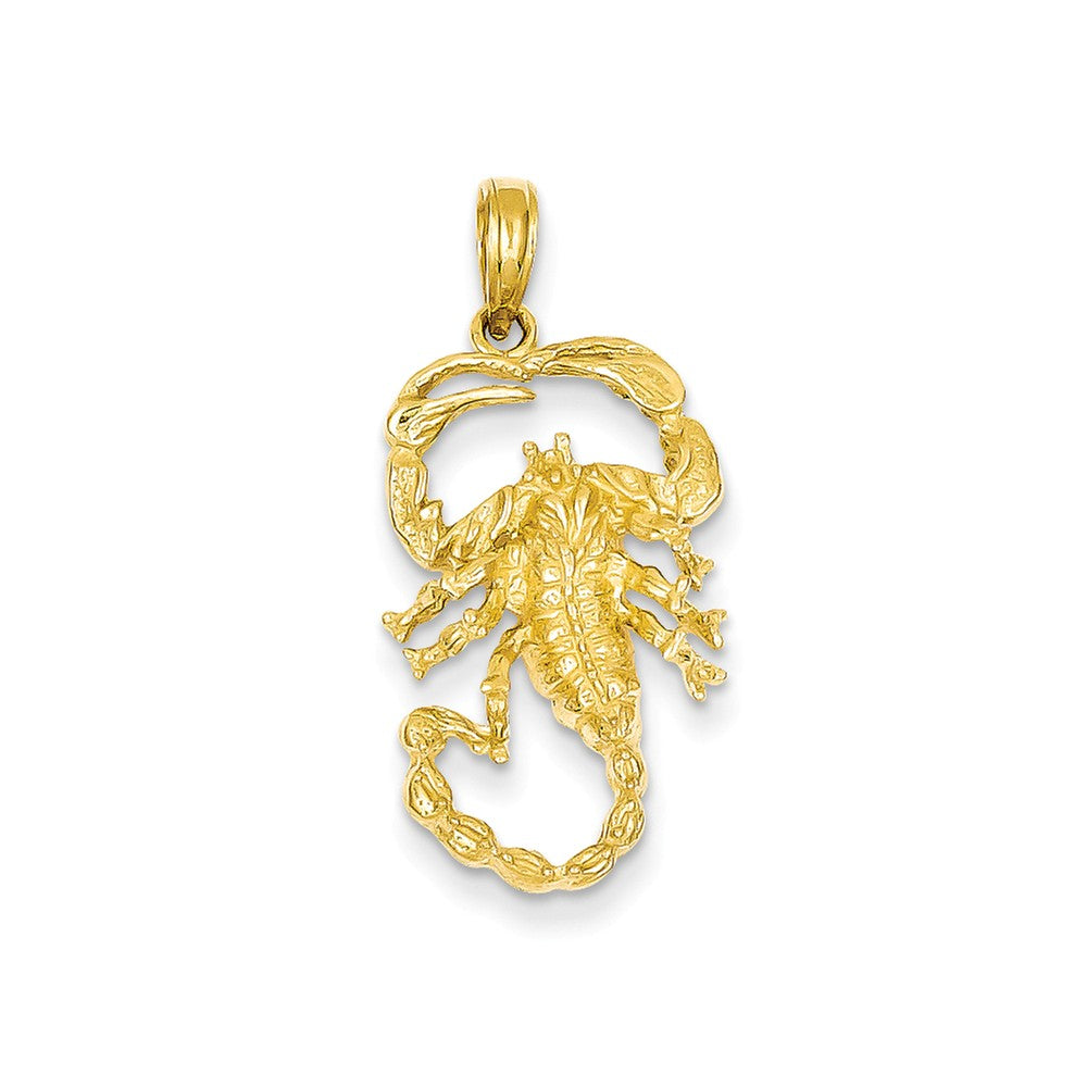 14k Yellow Gold Textured Scorpion Pendant, Item P11863 by The Black Bow Jewelry Co.