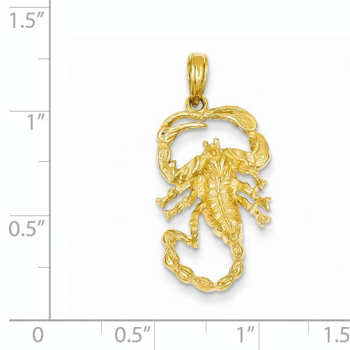 Alternate view of the 14k Yellow Gold Textured Scorpion Pendant by The Black Bow Jewelry Co.