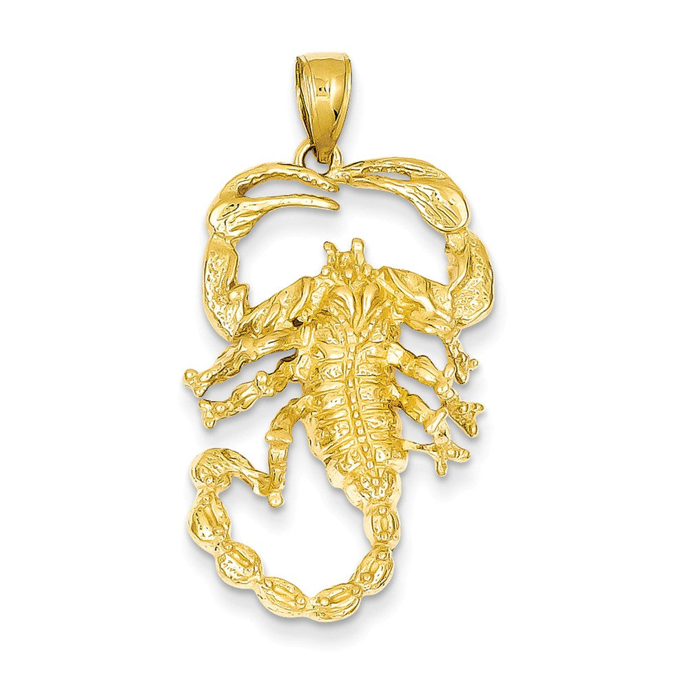 14k Yellow Gold Large Textured Scorpion Pendant, Item P11864 by The Black Bow Jewelry Co.