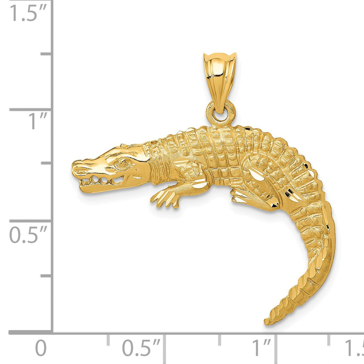 Alternate view of the 14k Yellow Gold Large 2D Alligator Pendant by The Black Bow Jewelry Co.