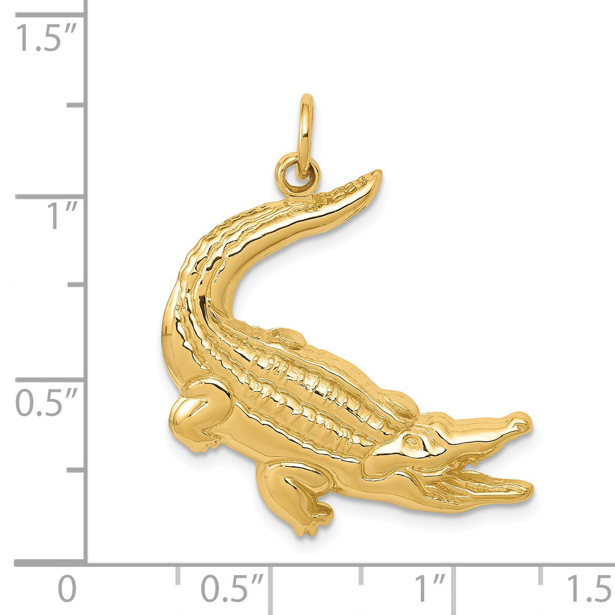 Alternate view of the 14k Yellow Gold Polished 2D Alligator Pendant by The Black Bow Jewelry Co.