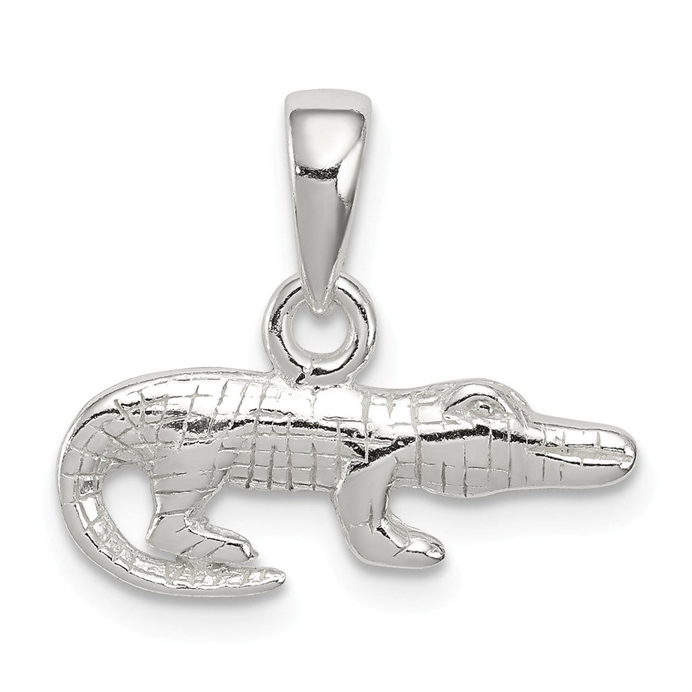 Sterling Silver Small 2D Alligator Pendant, Item P11870 by The Black Bow Jewelry Co.