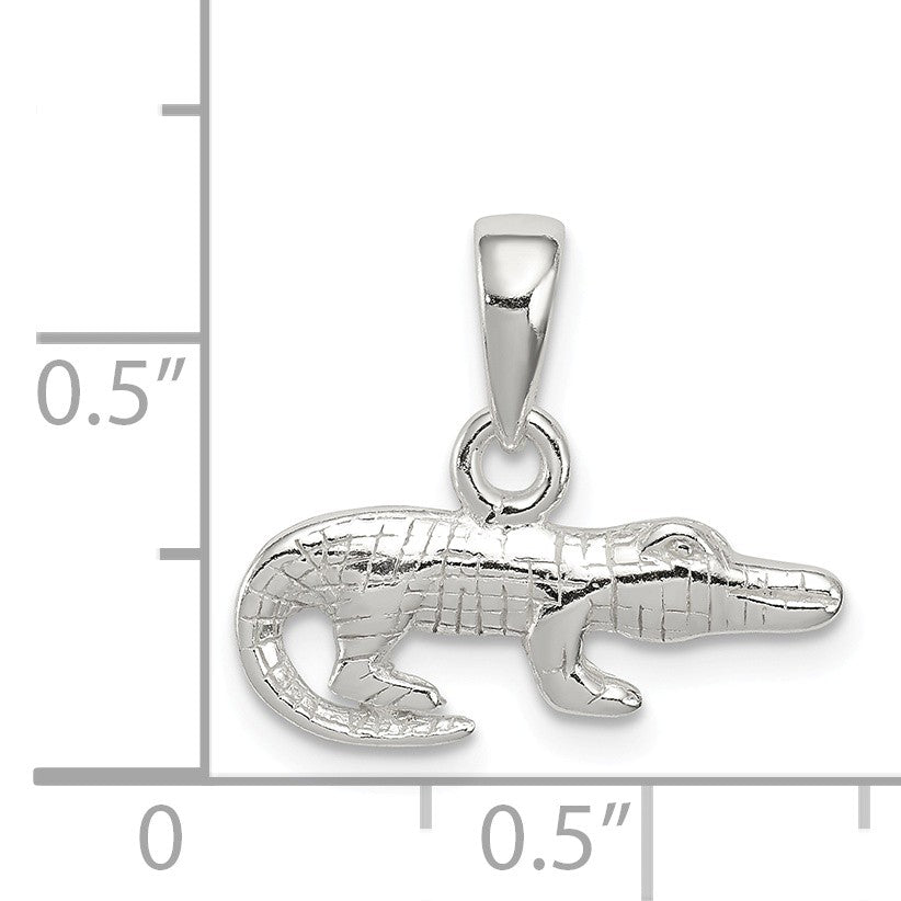 Alternate view of the Sterling Silver Small 2D Alligator Pendant by The Black Bow Jewelry Co.
