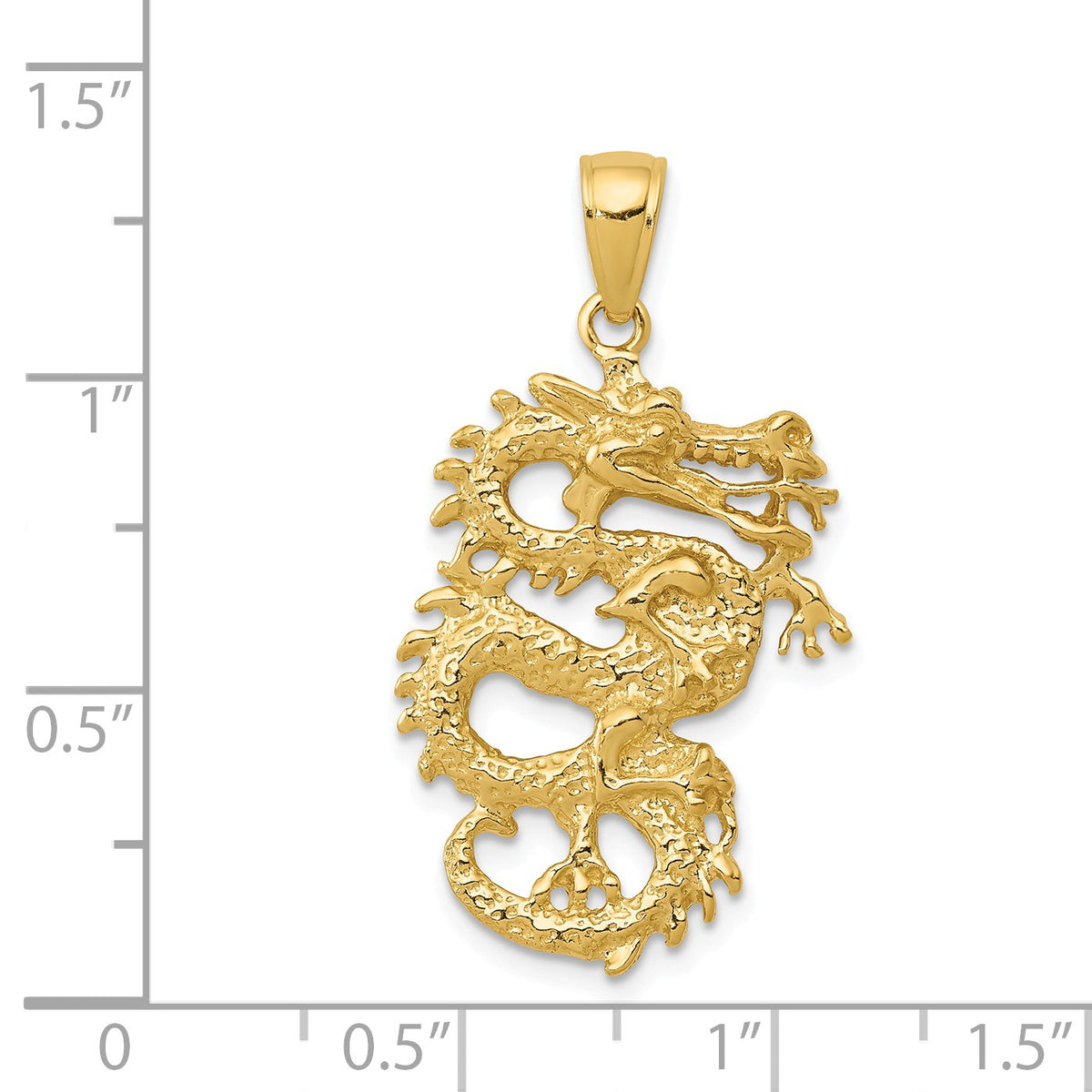 Alternate view of the 14k Yellow Gold 3D Serpentine Dragon Pendant by The Black Bow Jewelry Co.