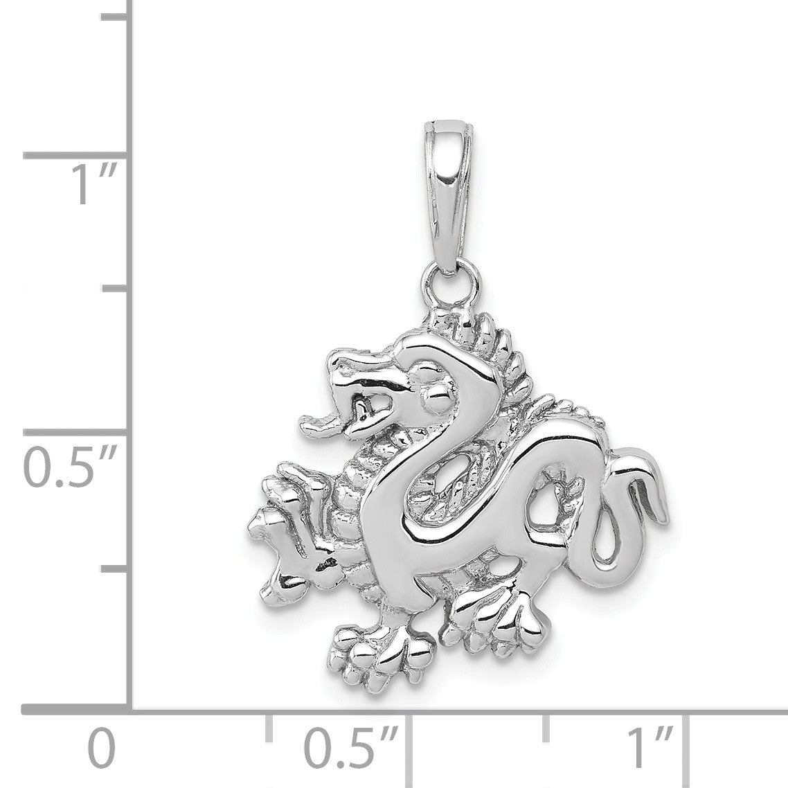 Alternate view of the 14k White Gold 2D Dragon Pendant, 18mm by The Black Bow Jewelry Co.