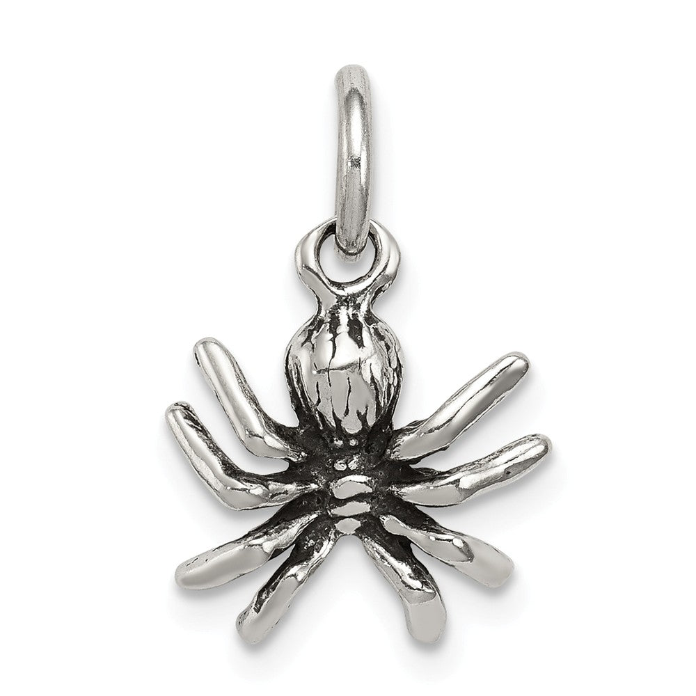 Sterling Silver Small 3D Antiqued Spider Pendant, Item P11881 by The Black Bow Jewelry Co.