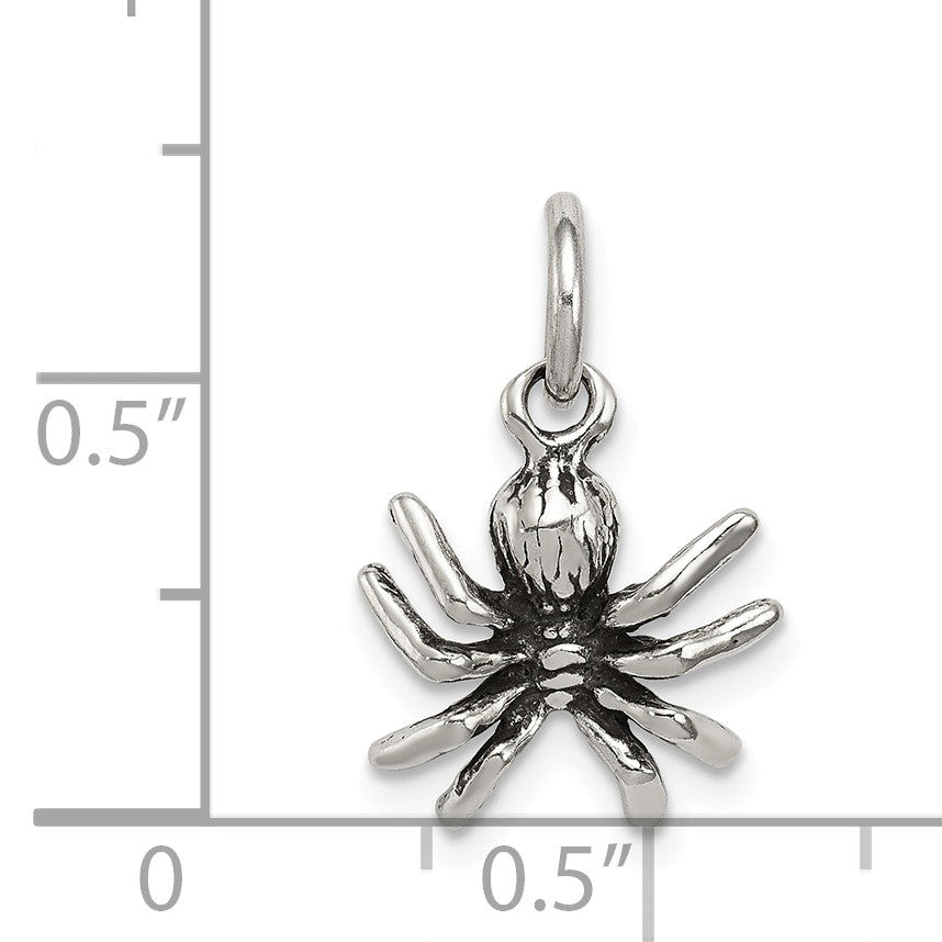 Alternate view of the Sterling Silver Small 3D Antiqued Spider Pendant by The Black Bow Jewelry Co.