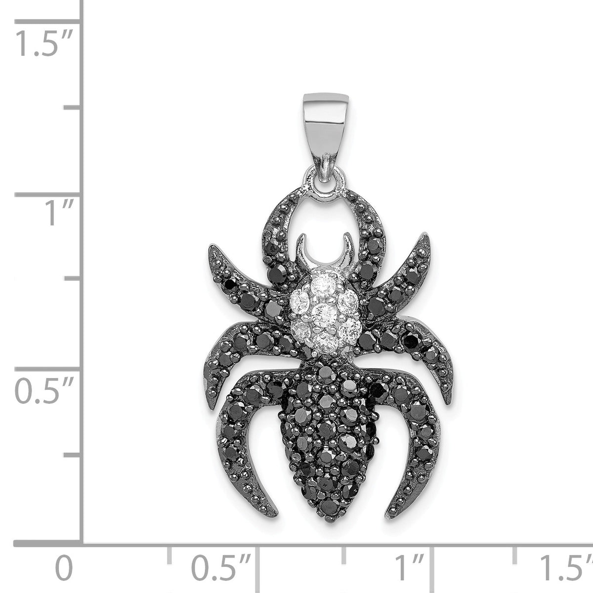 Alternate view of the Sterling Silver and CZ Large Black and White Spider Pendant by The Black Bow Jewelry Co.