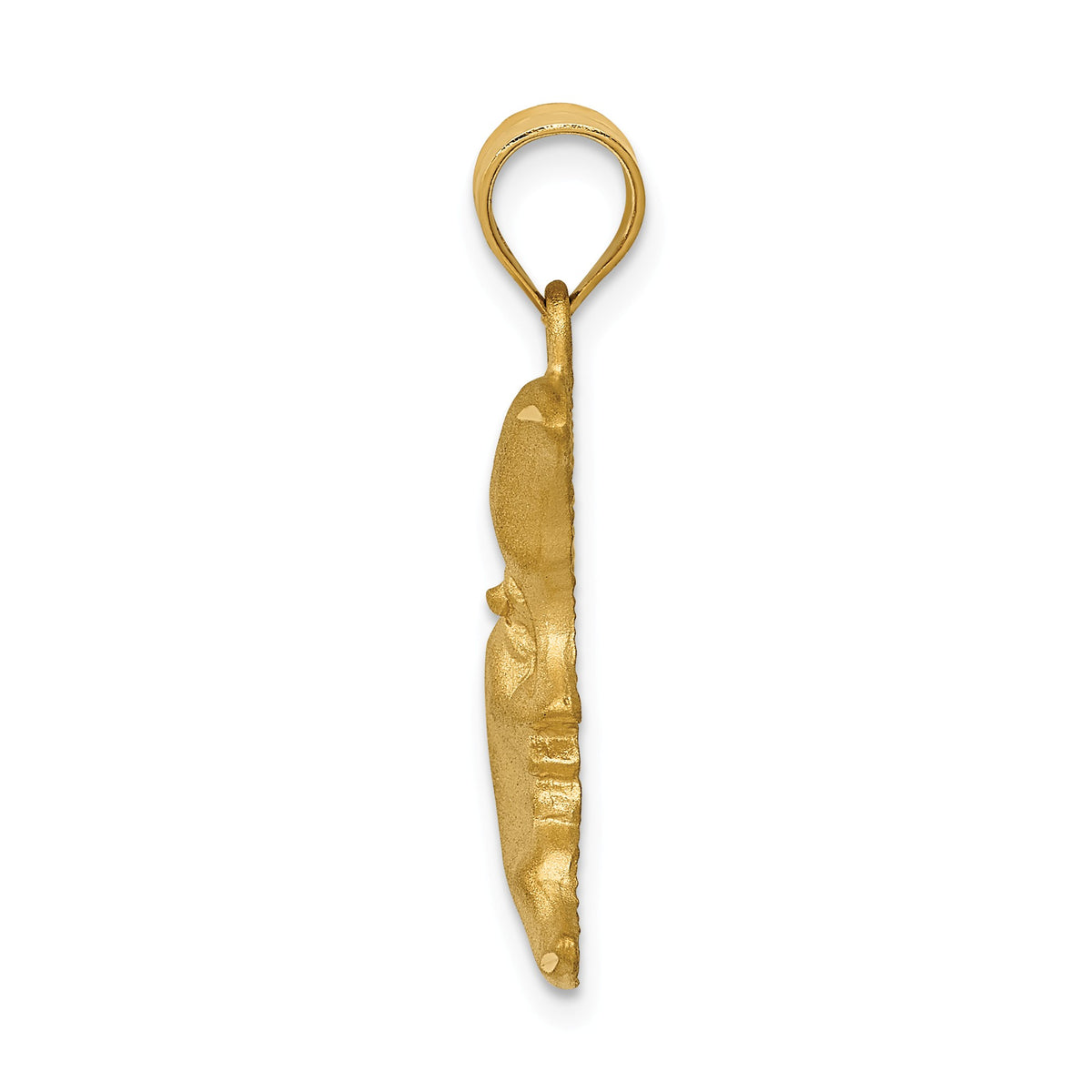 Alternate view of the 14k Yellow Gold Satin and Diamond Cut Crescent Moon Face Pendant by The Black Bow Jewelry Co.