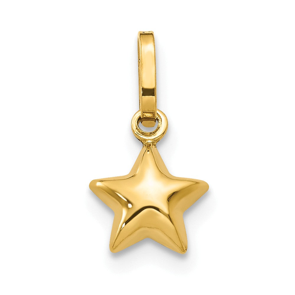 14k Yellow Gold Tiny 6mm Puffed Star Charm, Item P11899 by The Black Bow Jewelry Co.