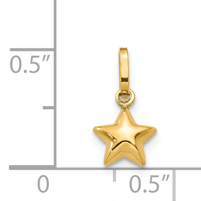 Alternate view of the 14k Yellow Gold Tiny 6mm Puffed Star Charm by The Black Bow Jewelry Co.