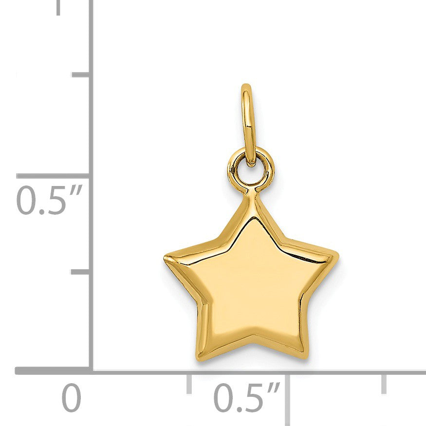 Alternate view of the 14k Yellow Gold 11mm Puffed Star Charm by The Black Bow Jewelry Co.