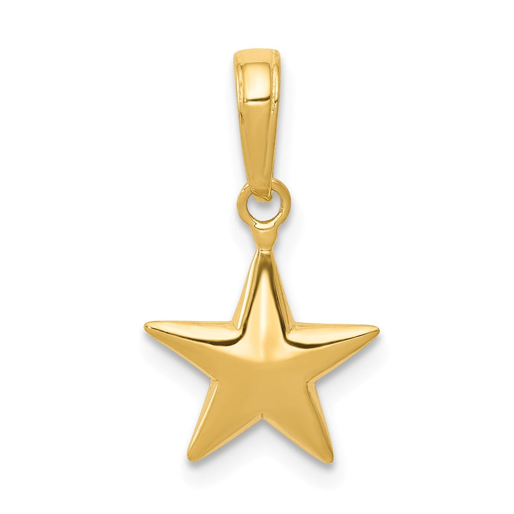 14k Yellow Gold 10mm Polished 3D Star Pendant, Item P11904 by The Black Bow Jewelry Co.