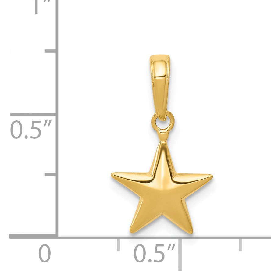 Alternate view of the 14k Yellow Gold 10mm Polished 3D Star Pendant by The Black Bow Jewelry Co.