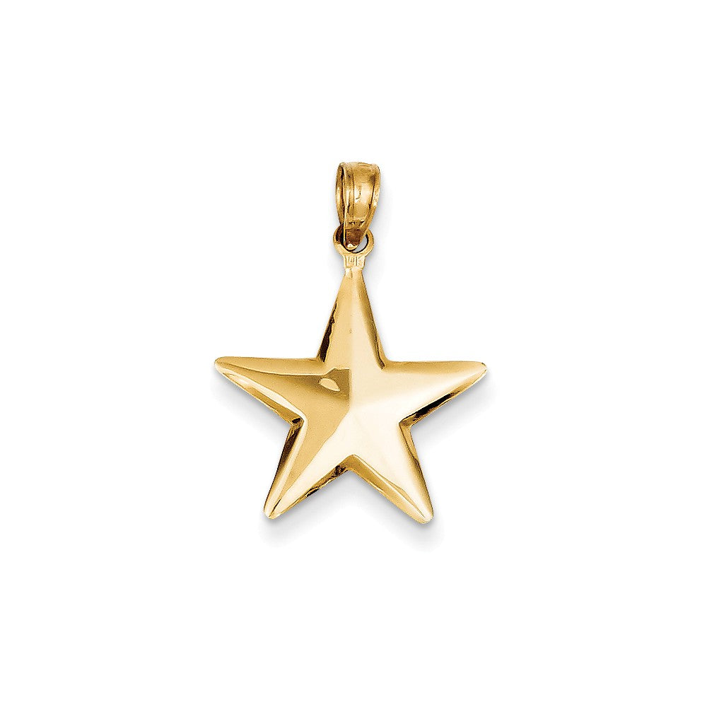 14k Yellow Gold 17mm Polished 3D Star Pendant, Item P11905 by The Black Bow Jewelry Co.
