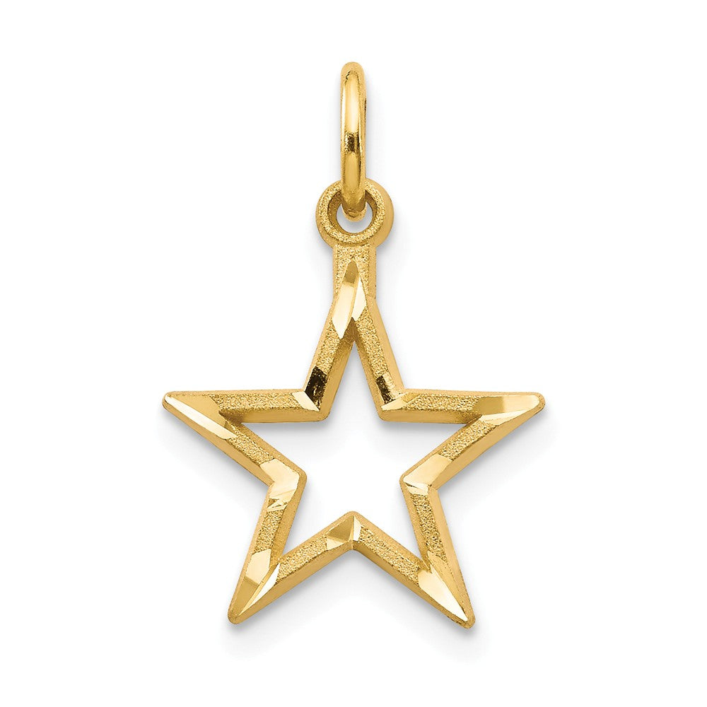 14k Yellow Gold 13mm Diamond Cut Open Star Pendant, Item P11906 by The Black Bow Jewelry Co.
