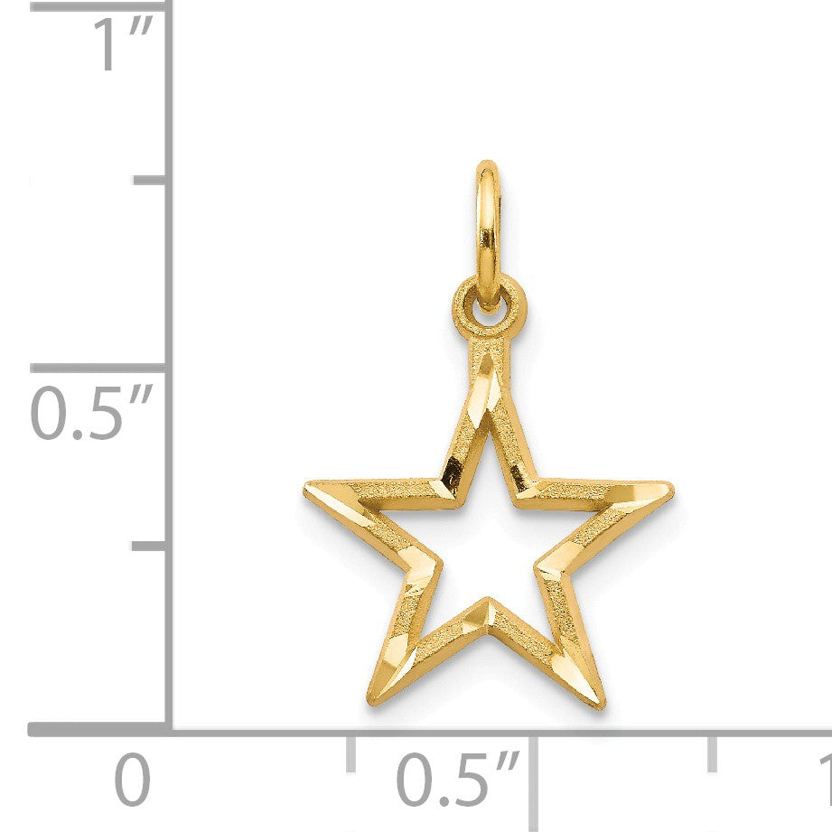 Alternate view of the 14k Yellow Gold 13mm Diamond Cut Open Star Pendant by The Black Bow Jewelry Co.