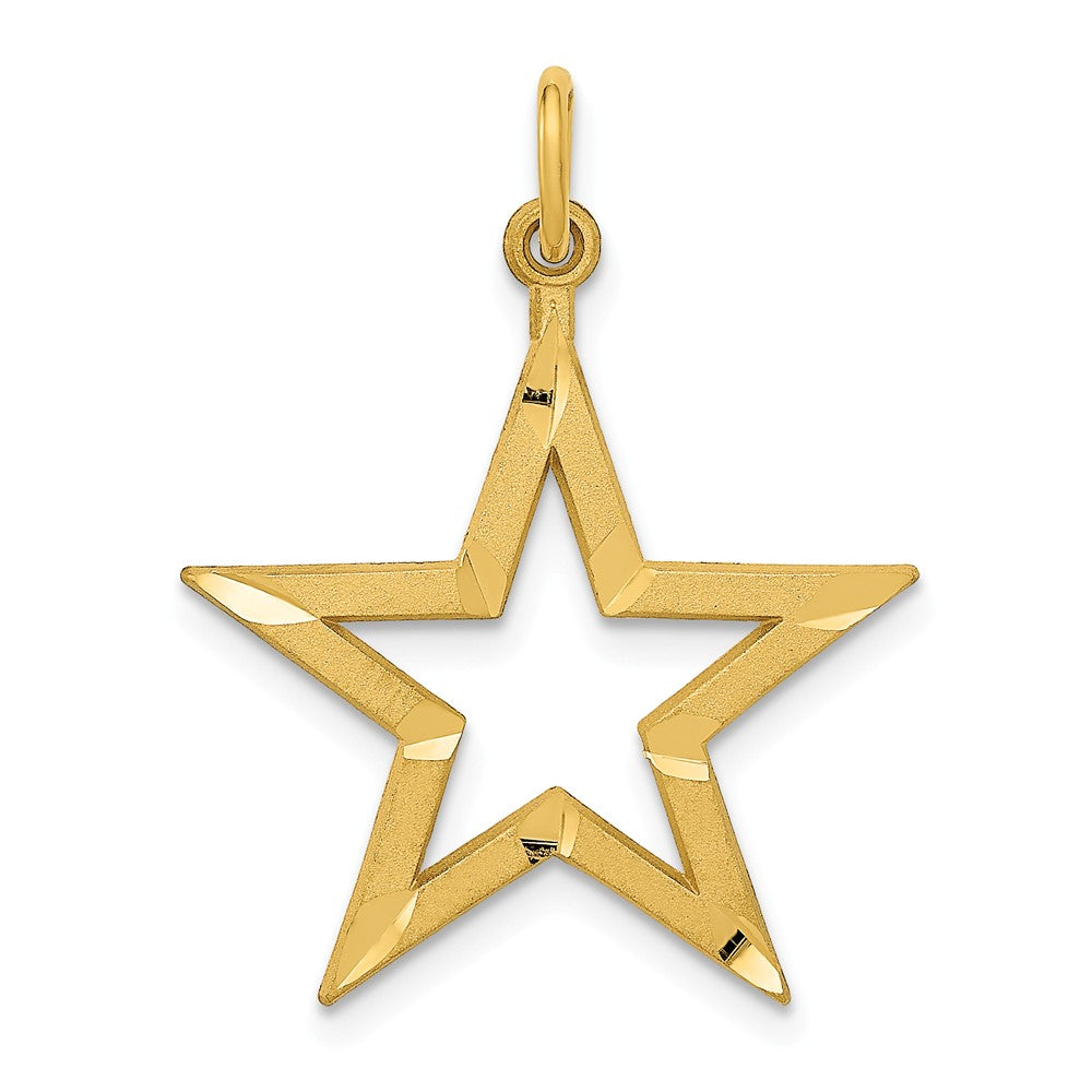 14k Yellow Gold 20mm Diamond Cut Open Star Pendant, Item P11907 by The Black Bow Jewelry Co.