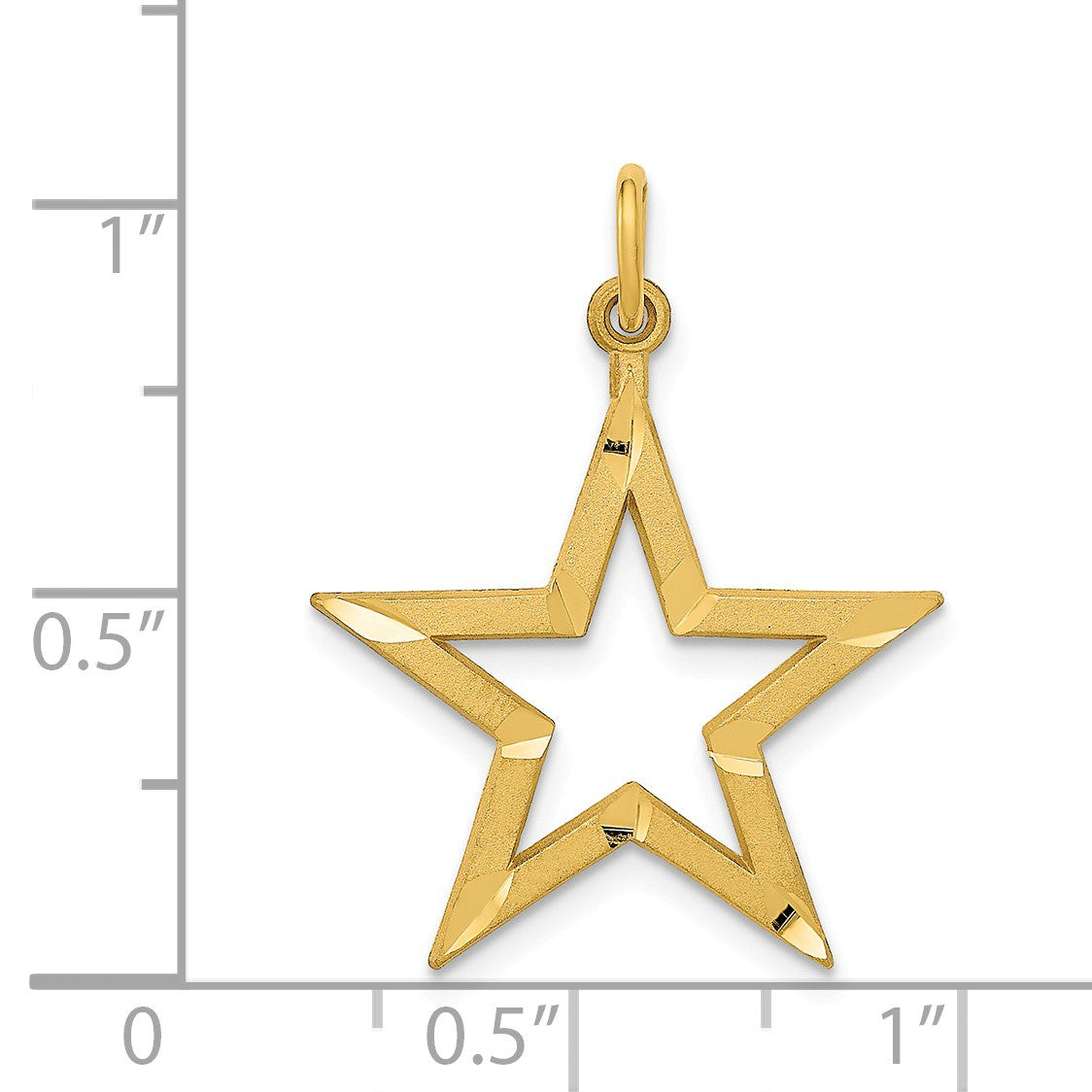 Alternate view of the 14k Yellow Gold 20mm Diamond Cut Open Star Pendant by The Black Bow Jewelry Co.