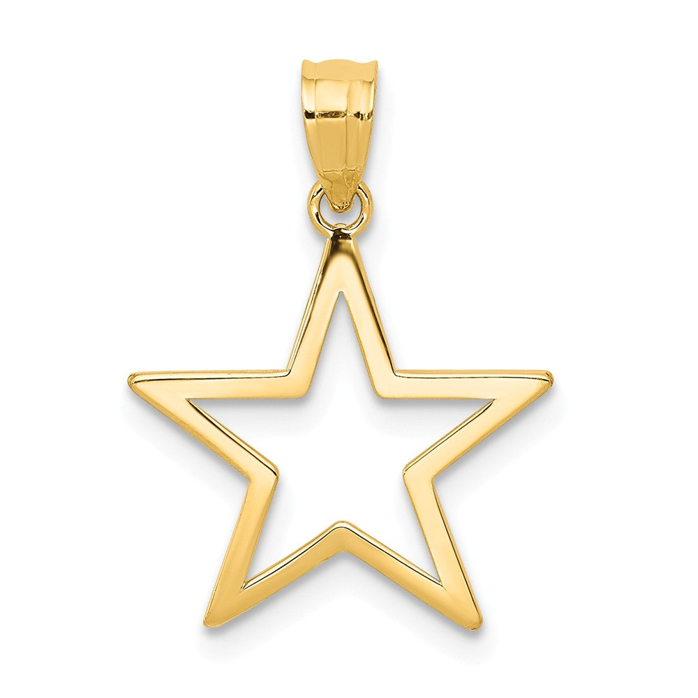 14k Yellow Gold 15mm Polished Cutout Star Pendant, Item P11909 by The Black Bow Jewelry Co.
