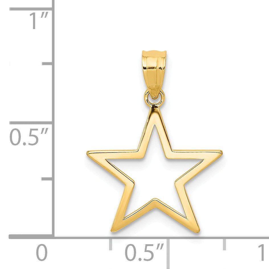 Alternate view of the 14k Yellow Gold 15mm Polished Cutout Star Pendant by The Black Bow Jewelry Co.