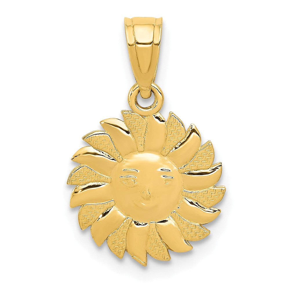 14k Yellow Gold 11mm Sun with Face Pendant, Item P11919 by The Black Bow Jewelry Co.