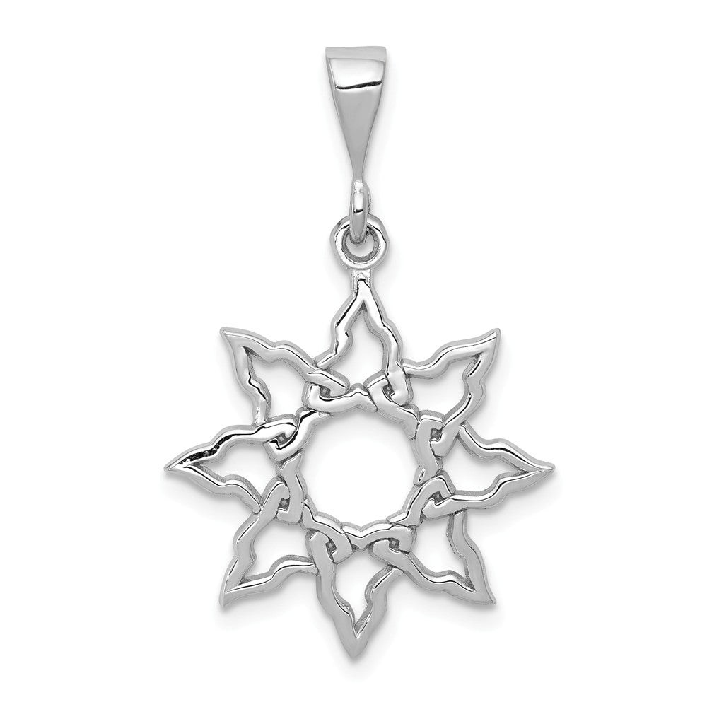 14k White Gold Polished Sun Pendant, 19mm, Item P11921 by The Black Bow Jewelry Co.