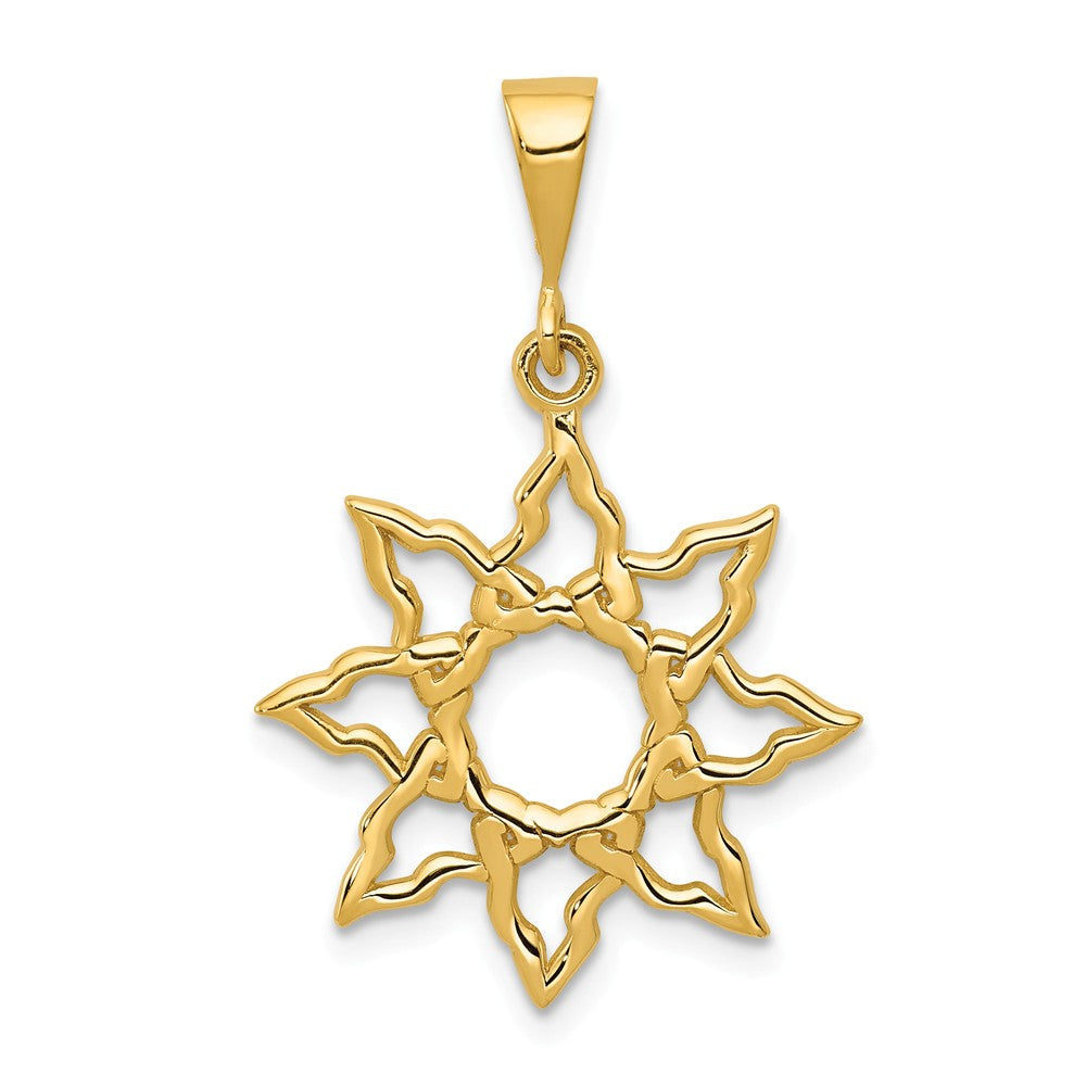 14k Yellow Gold 19mm Polished Sun Pendant, Item P11922 by The Black Bow Jewelry Co.
