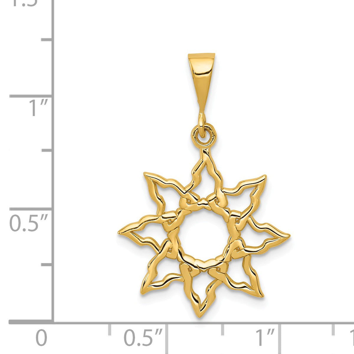 Alternate view of the 14k Yellow Gold 19mm Polished Sun Pendant by The Black Bow Jewelry Co.
