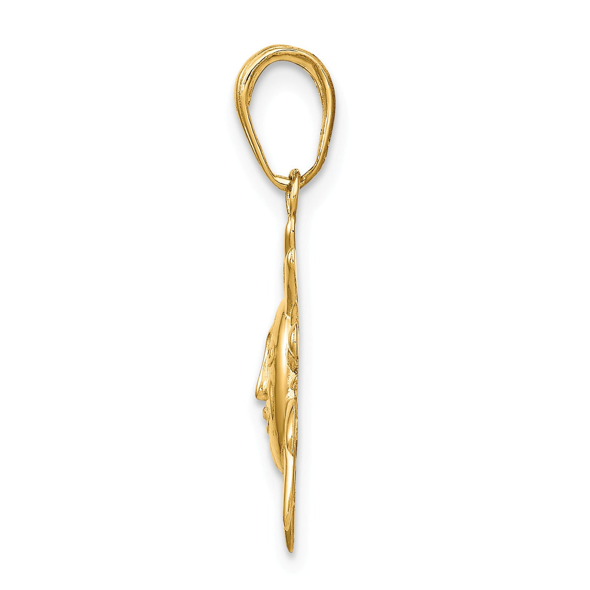 Alternate view of the 14k Yellow Gold 15mm Satin and Diamond Cut Sun Pendant by The Black Bow Jewelry Co.