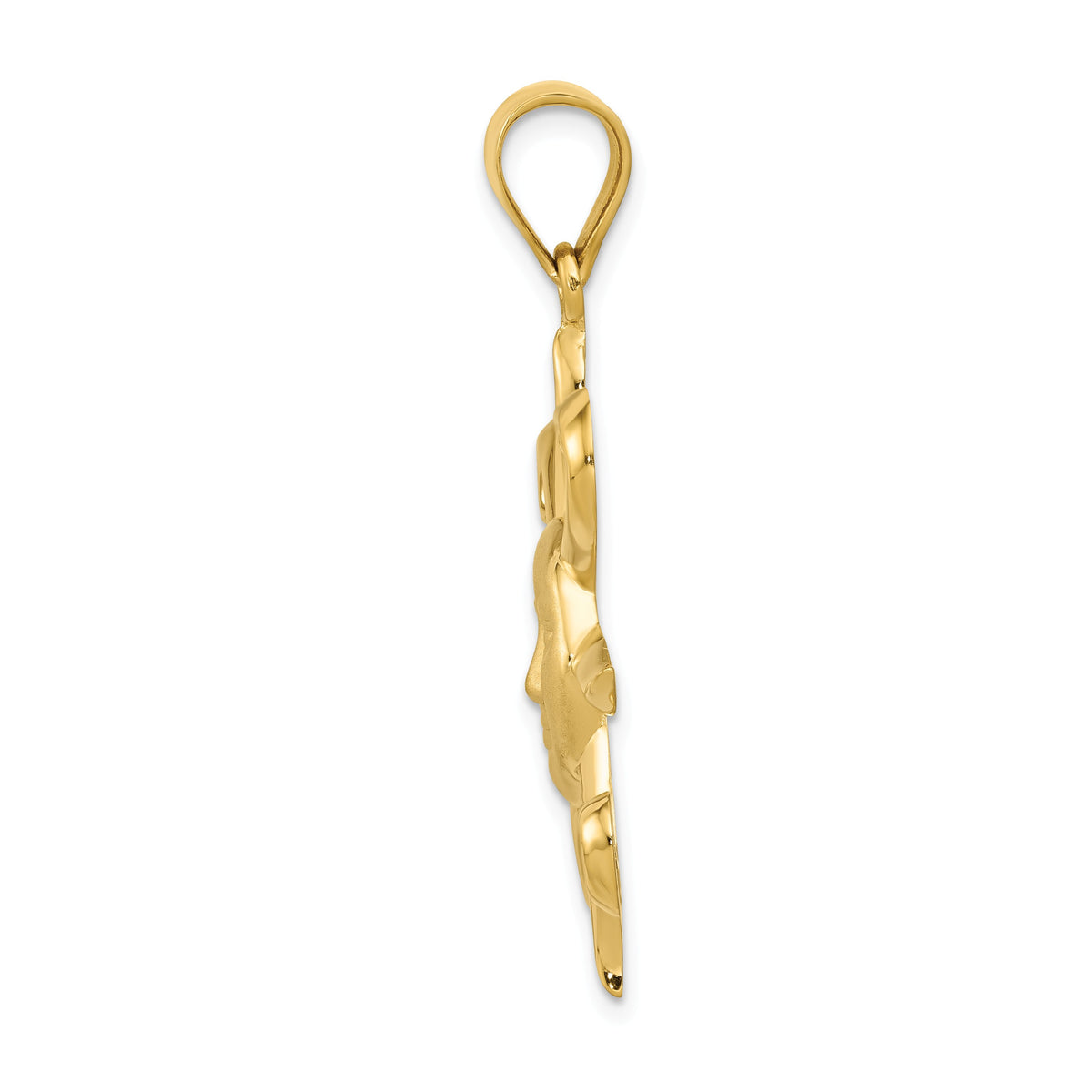 Alternate view of the 14k Yellow Gold Large Satin and Polished 2D Sun Pendant by The Black Bow Jewelry Co.