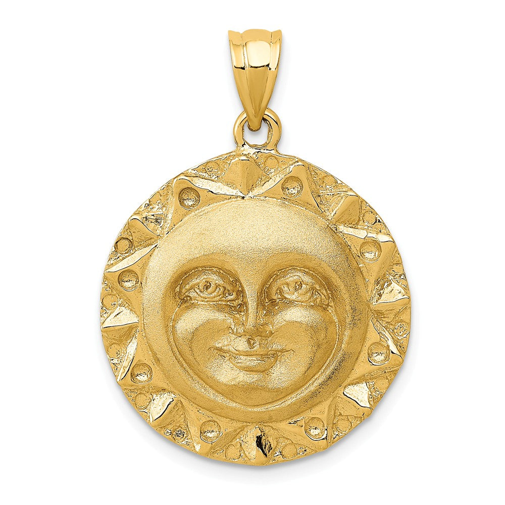 14k Yellow Gold 22mm Aztec Sun Disc Pendant, Item P11928 by The Black Bow Jewelry Co.