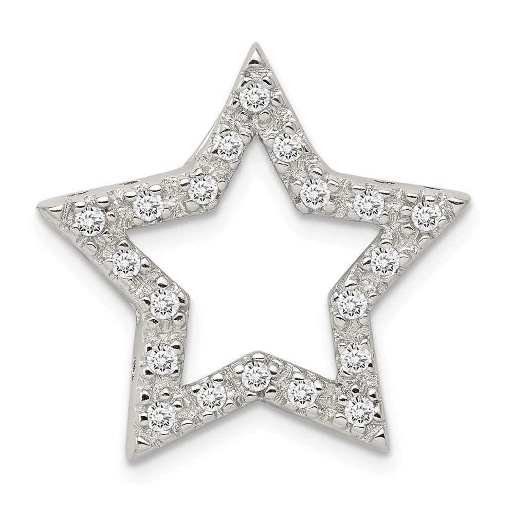 Sterling Silver and Cubic Zirconia Outlined Star Slide Pendant, 22mm, Item P11948 by The Black Bow Jewelry Co.