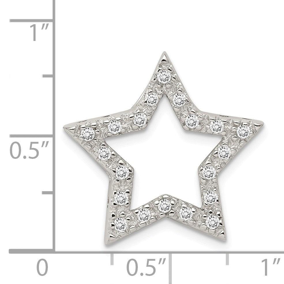 Alternate view of the Sterling Silver and Cubic Zirconia Outlined Star Slide Pendant, 22mm by The Black Bow Jewelry Co.