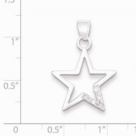 Alternate view of the Sterling Silver and Cubic Zirconia Accent Star Pendant, 19mm by The Black Bow Jewelry Co.