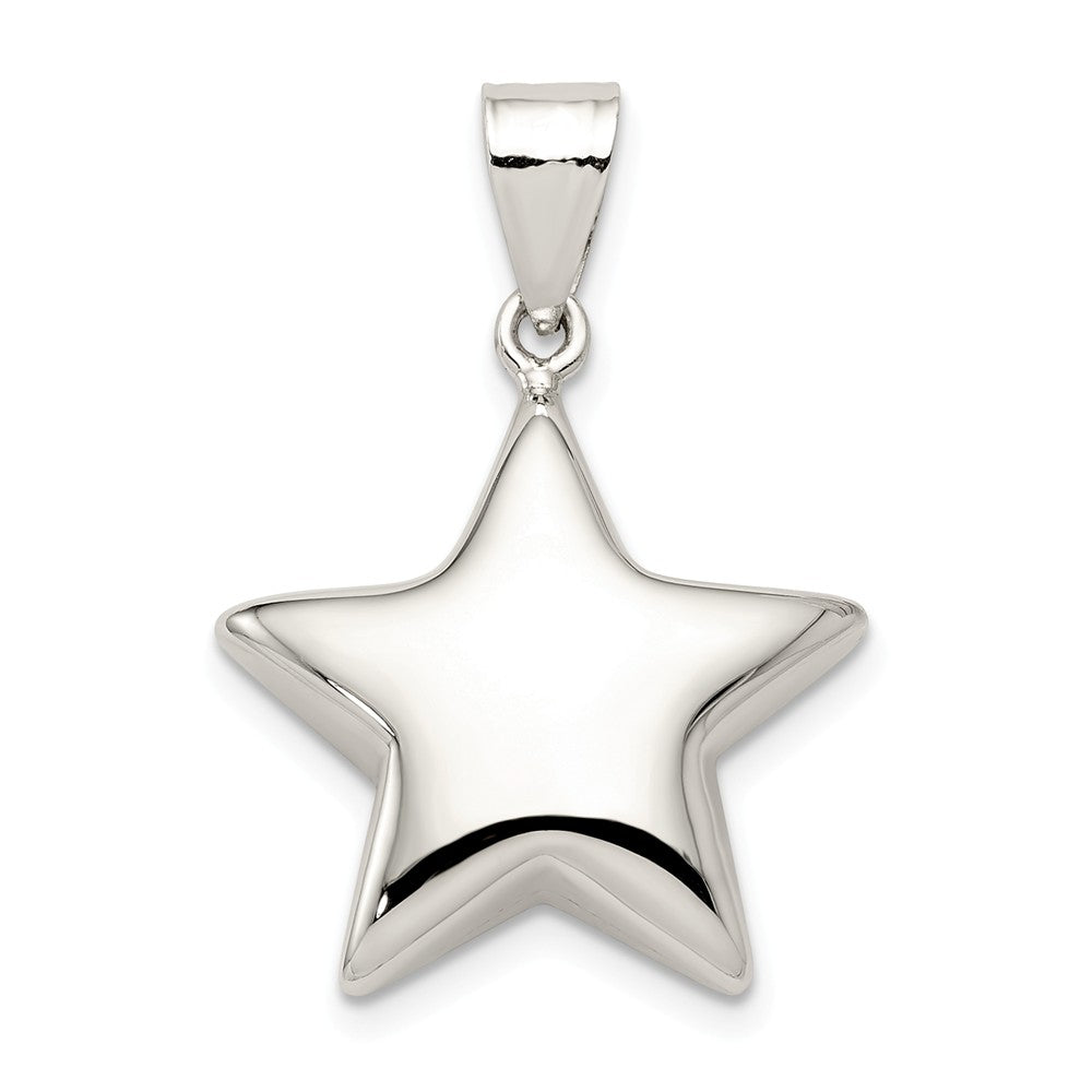 Sterling Silver 18mm Polished Puffed Star Pendant, Item P11952 by The Black Bow Jewelry Co.