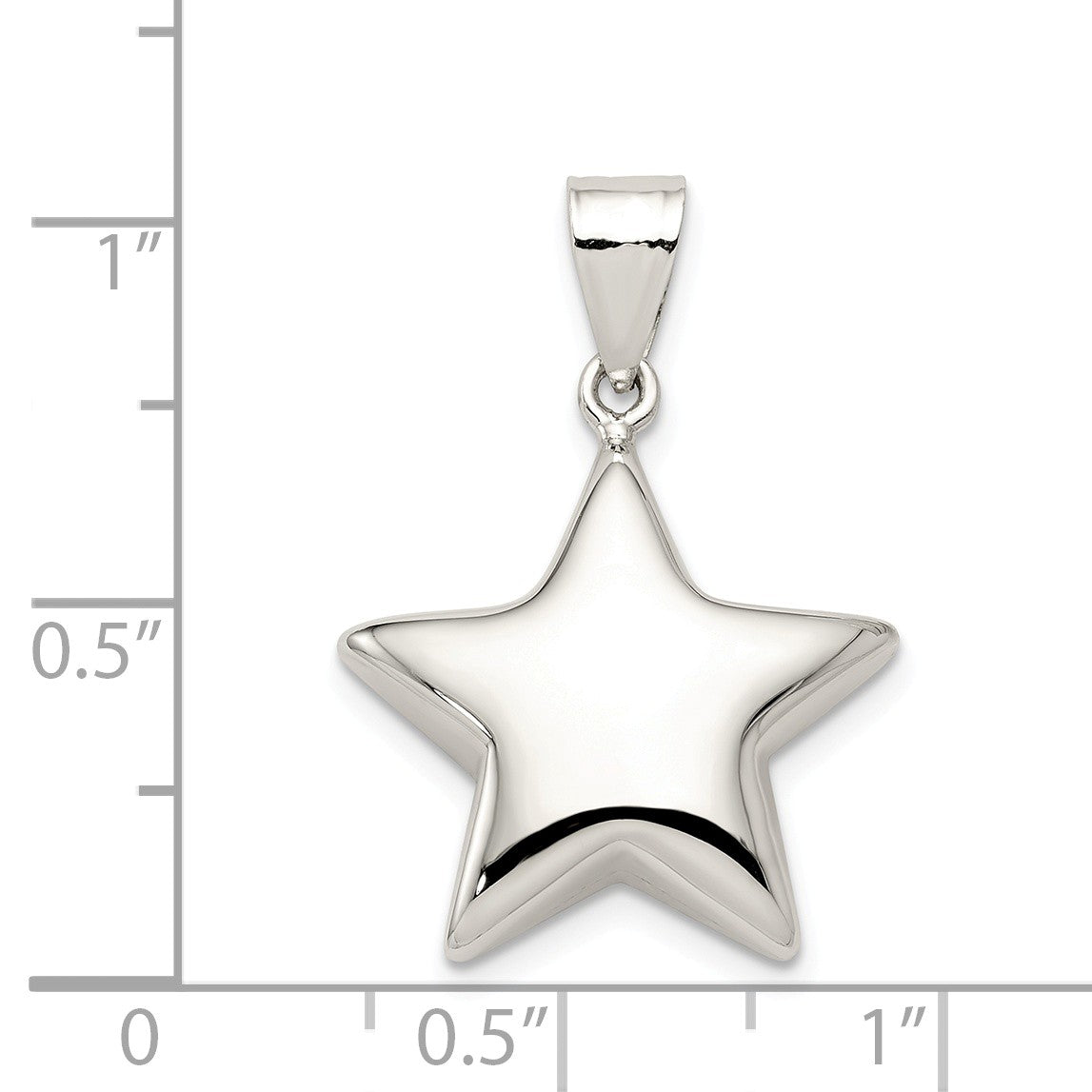 Alternate view of the Sterling Silver 18mm Polished Puffed Star Pendant by The Black Bow Jewelry Co.