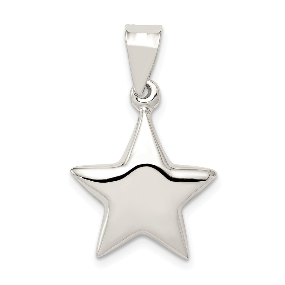Sterling Silver 15mm Polished 3D Hollow Star Pendant, Item P11953 by The Black Bow Jewelry Co.