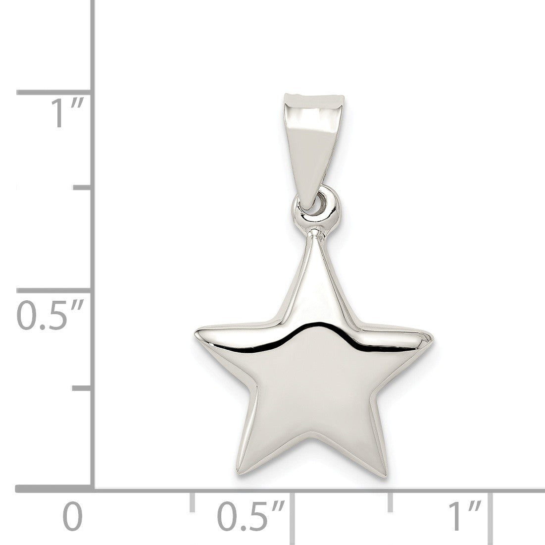 Alternate view of the Sterling Silver 15mm Polished 3D Hollow Star Pendant by The Black Bow Jewelry Co.