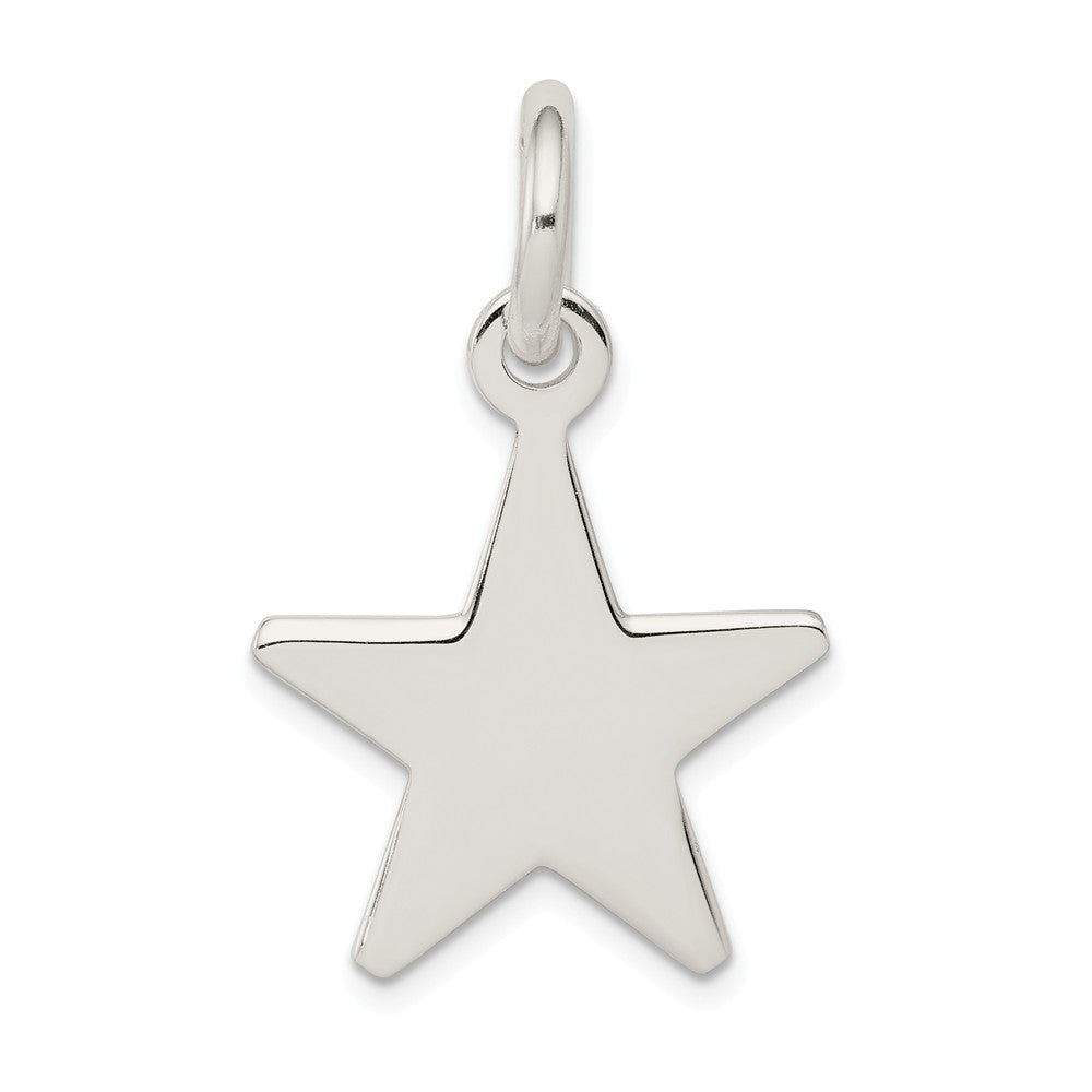 Sterling Silver 20mm Polished Flat Star Pendant, Item P11954 by The Black Bow Jewelry Co.
